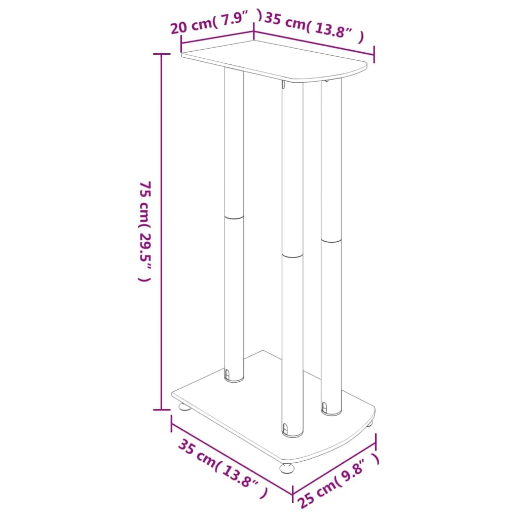 vidaXL Speaker Stands 2pcs Black&Silver Tempered Glass 3 Pillars Design