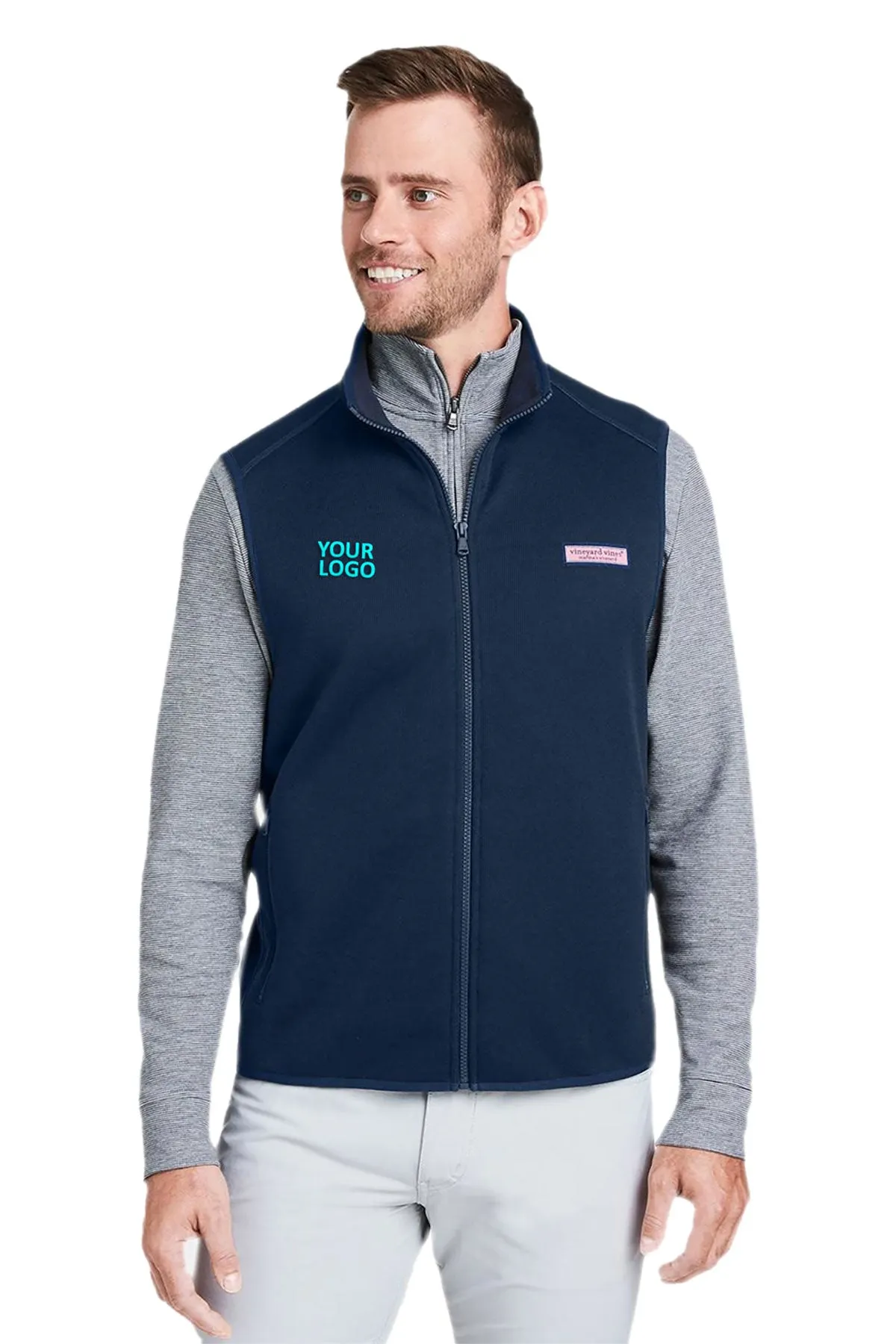 Vineyard Vines Custom Mens Mountain Sweater Fleece Vests, Vineyard Navy