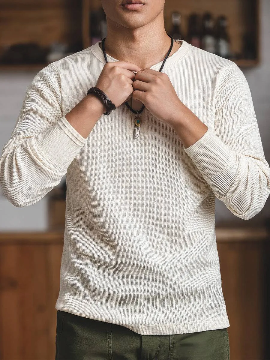 Waffle Long-Sleeve Henley Shirt