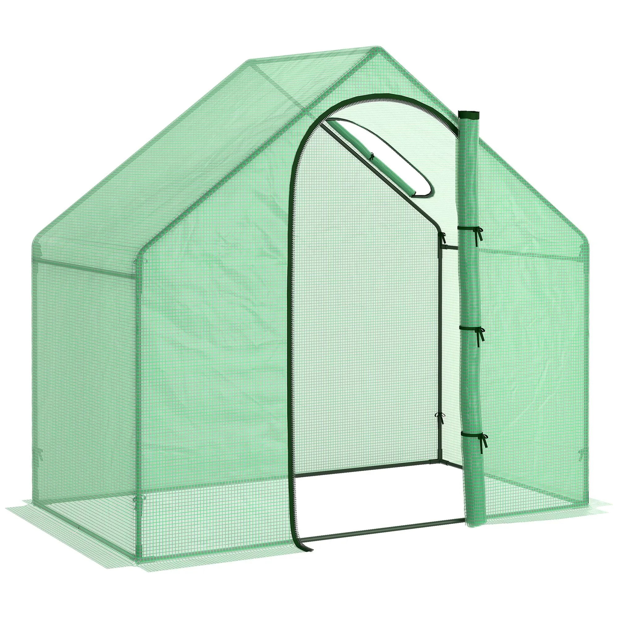 Walk in Greenhouse Garden Grow House with Roll Up Door and Window, 180 x 100 x 168 cm, Green