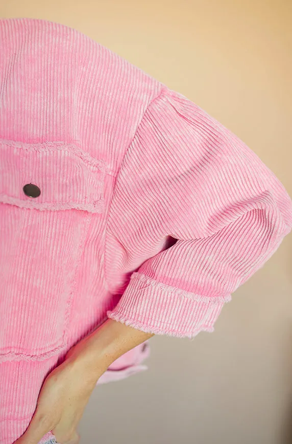 Wednesday's We Wear Pink Corduroy Shacket - FINAL FEW - FINAL SALE