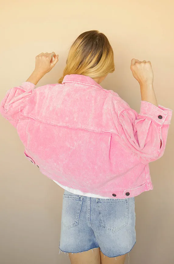 Wednesday's We Wear Pink Corduroy Shacket - FINAL FEW - FINAL SALE