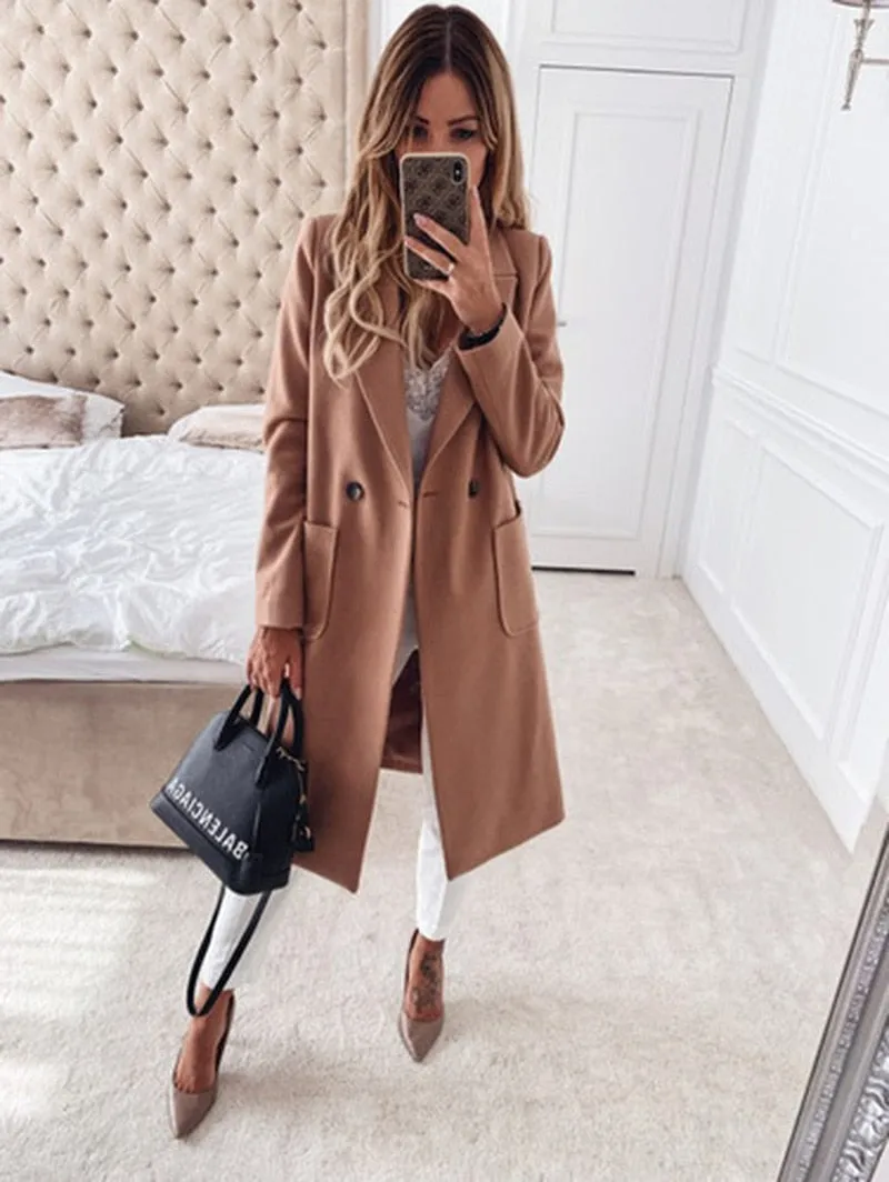 Wenkouban Warm Fashion Loose Casual Long Coat Women Autumn Winter New Thin Jacket Coats Tops Loose Plus Size Oversized Coat Outwears 12644