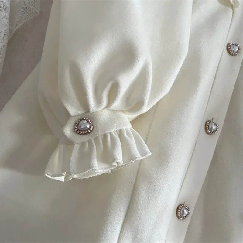 Winter Woolen Lolita Style Sweet Kawai Bow Loose Outwear Clothes