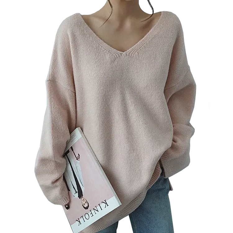 Women V-Neck Knitted Sweater