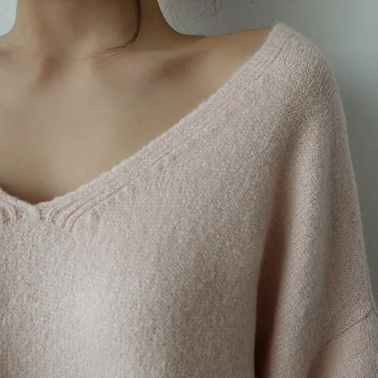 Women V-Neck Knitted Sweater