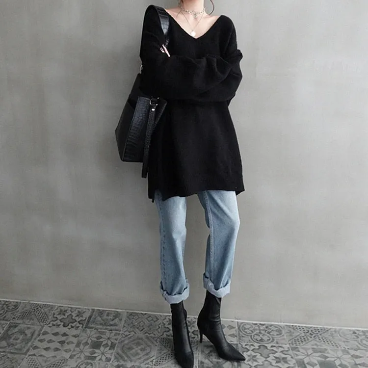 Women V-Neck Knitted Sweater