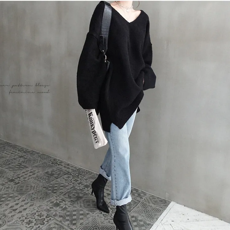 Women V-Neck Knitted Sweater