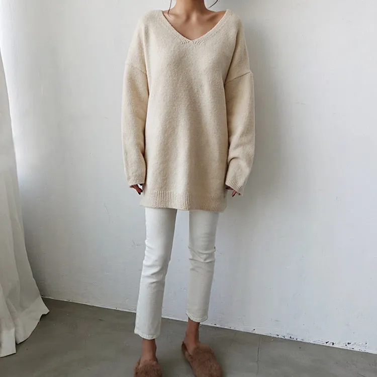 Women V-Neck Knitted Sweater