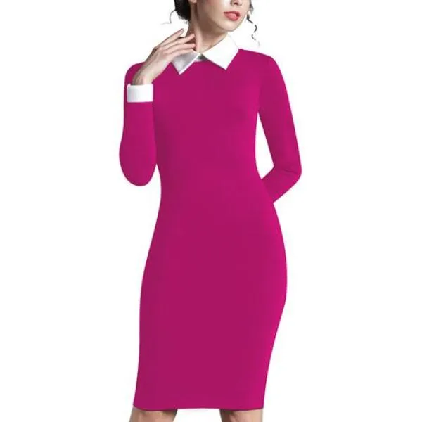 Women Vintage Bodycon Midi Dress