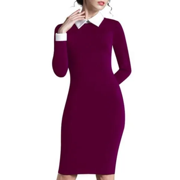 Women Vintage Bodycon Midi Dress