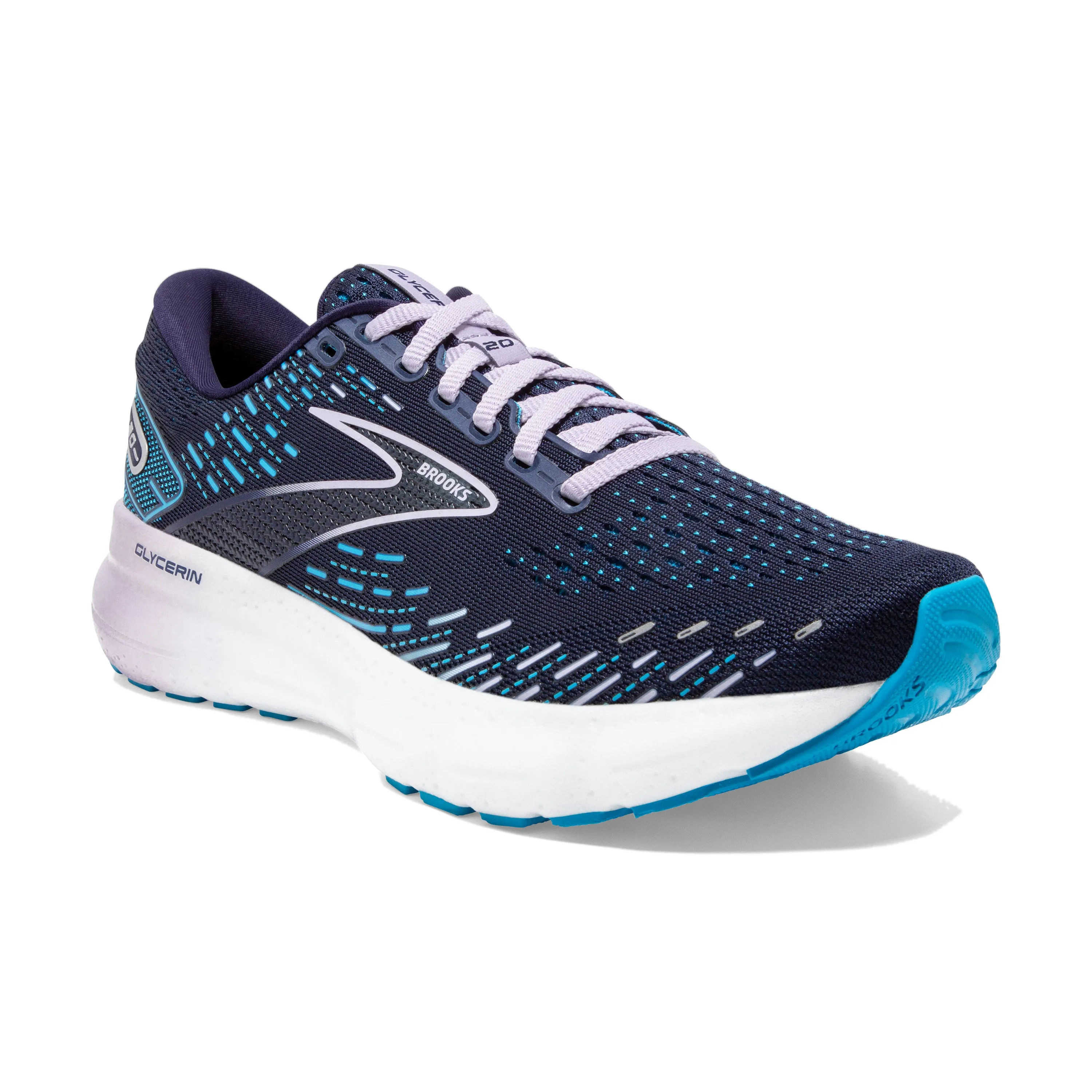 Women's Brooks Glycerin 20 Color: Peacoat/Ocean/Pastel Lilac (WIDE WIDTH)