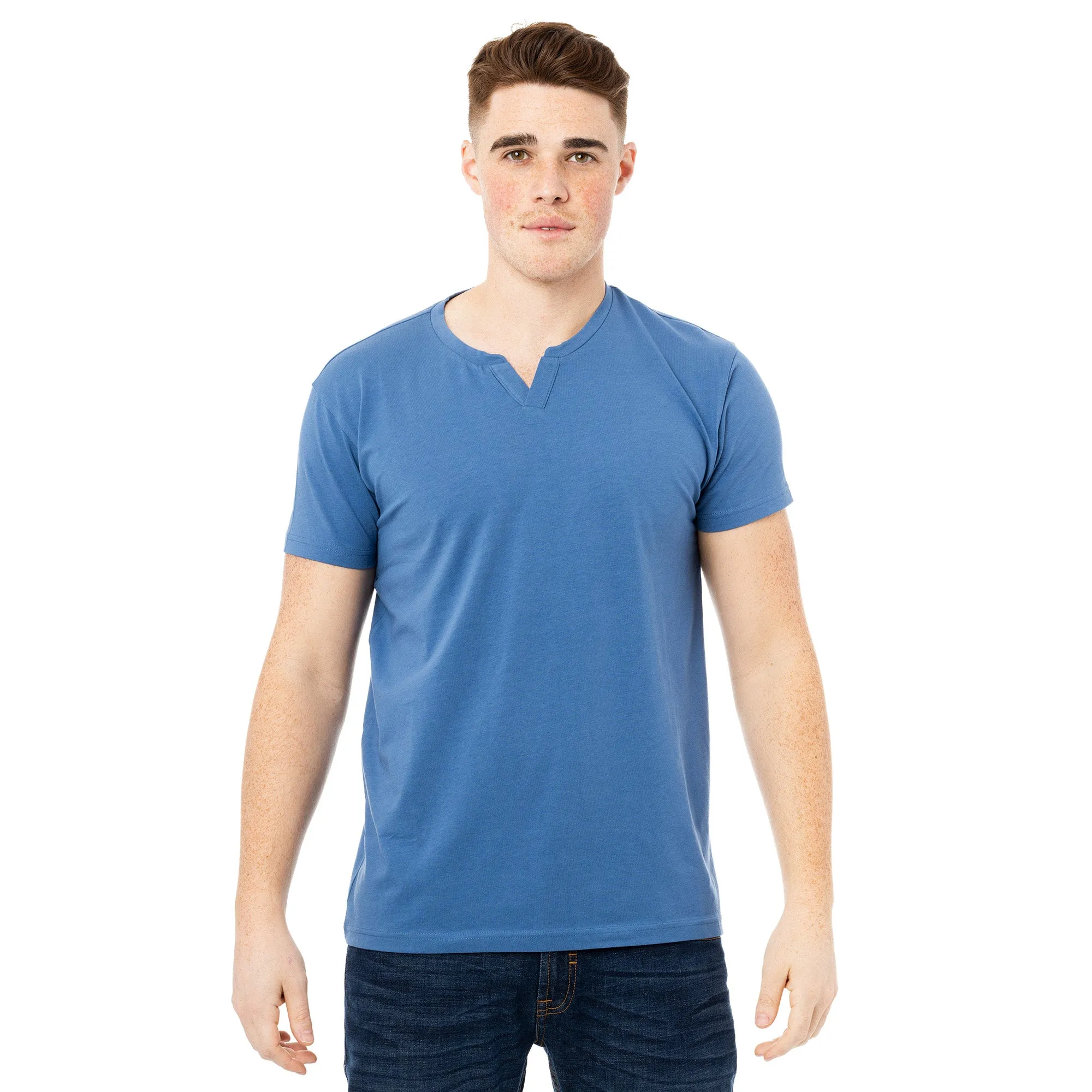 X RAY Men's Basic V-Notch Neck Short Sleeve Split Neck T-Shirtt