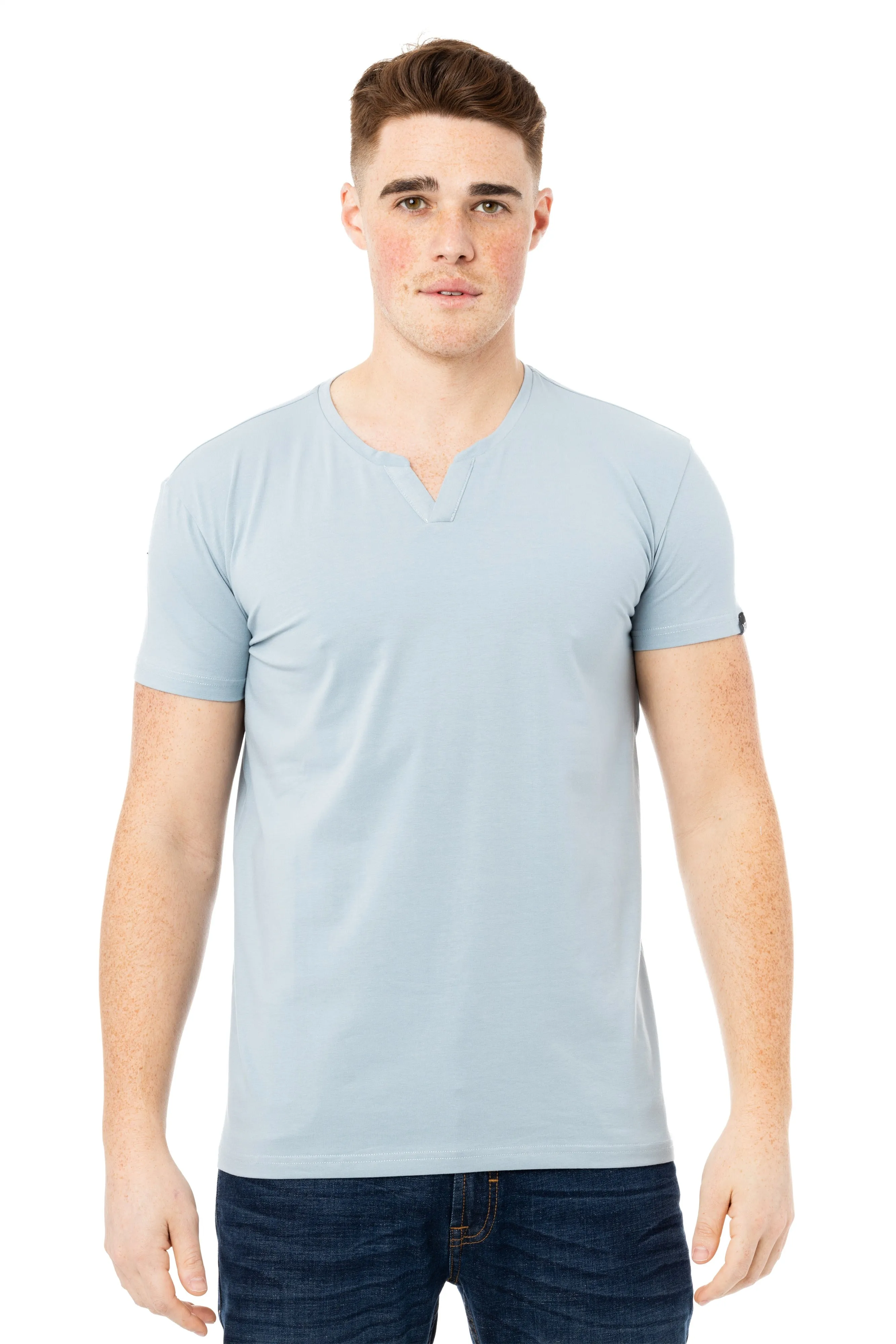 X RAY Men's Basic V-Notch Neck Short Sleeve Split Neck T-Shirtt