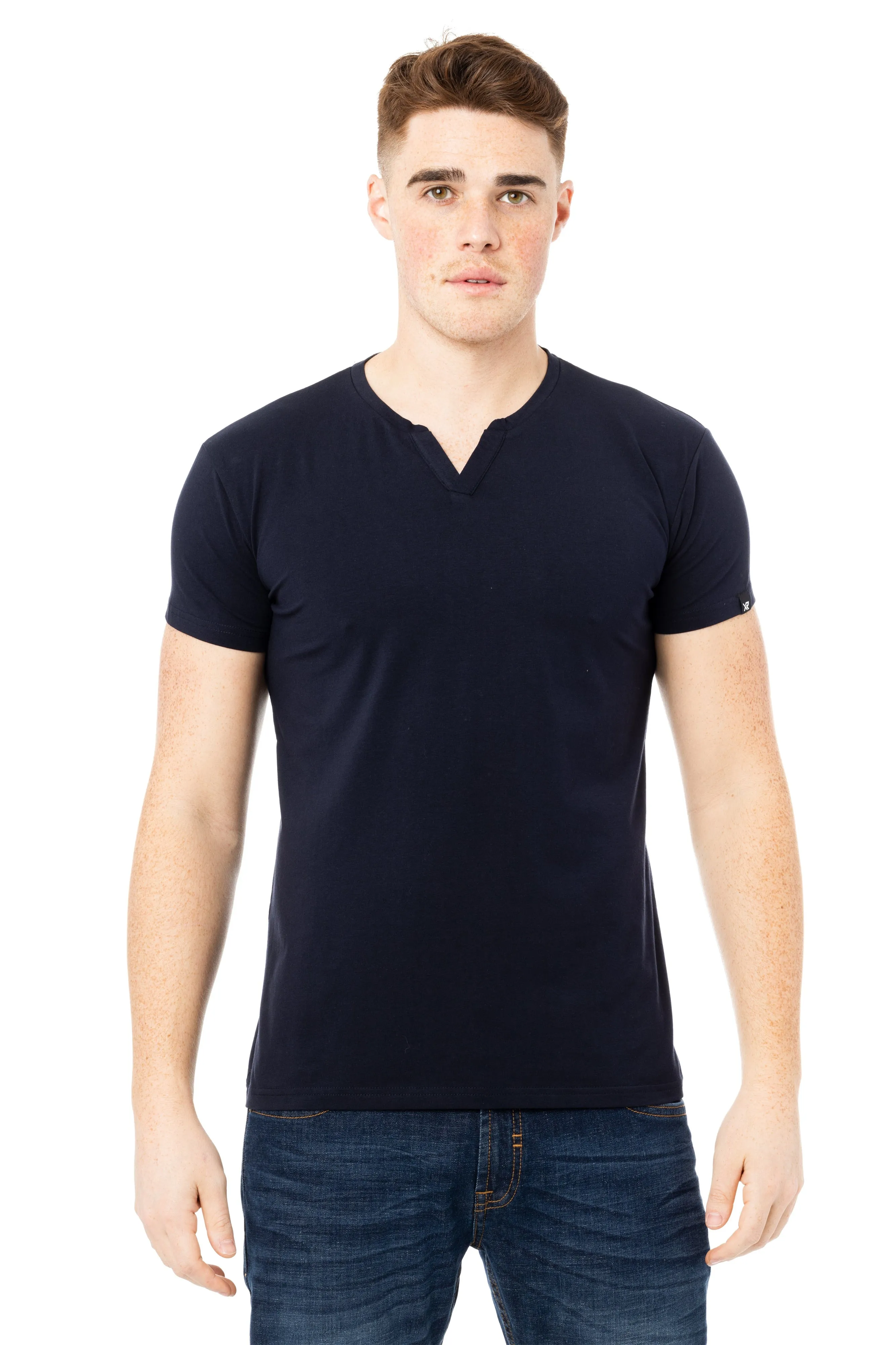 X RAY Men's Basic V-Notch Neck Short Sleeve Split Neck T-Shirtt