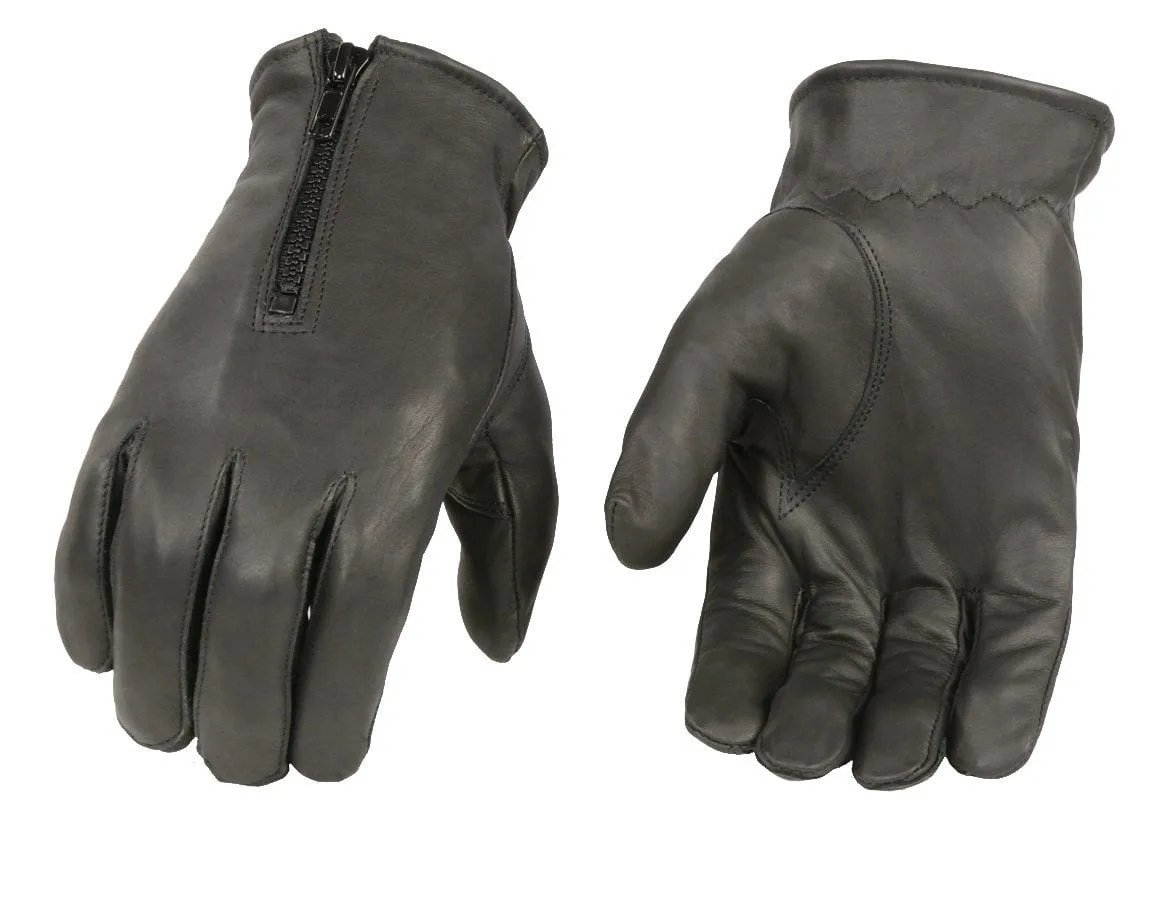 Xelement XG37531 Men's Black Unlined Leather Gloves with Zipper