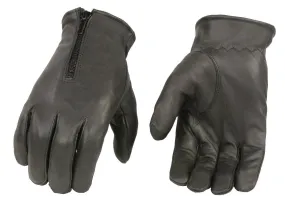 Xelement XG37531 Men's Black Unlined Leather Gloves with Zipper