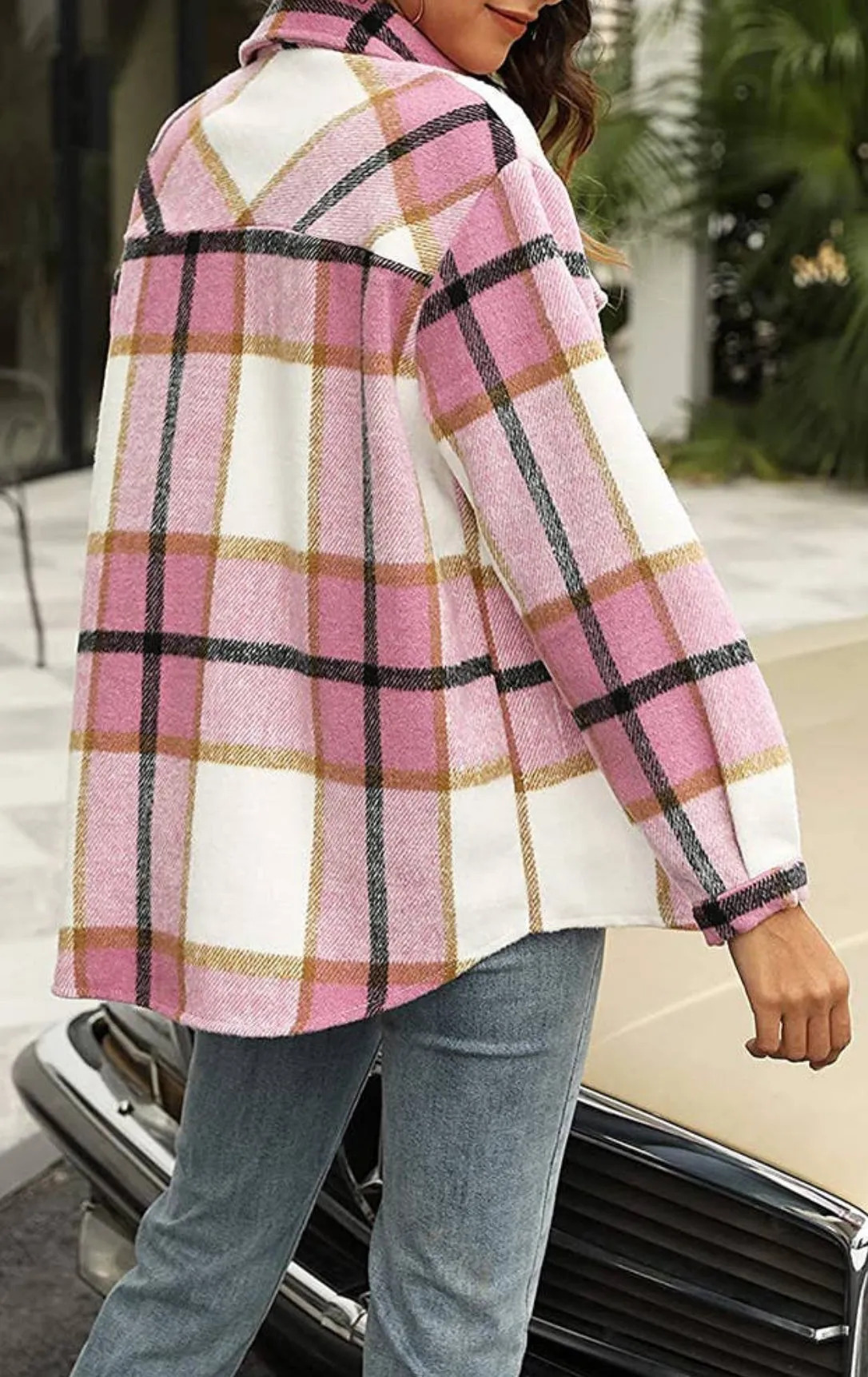 Xing Pink Plaid Shacket